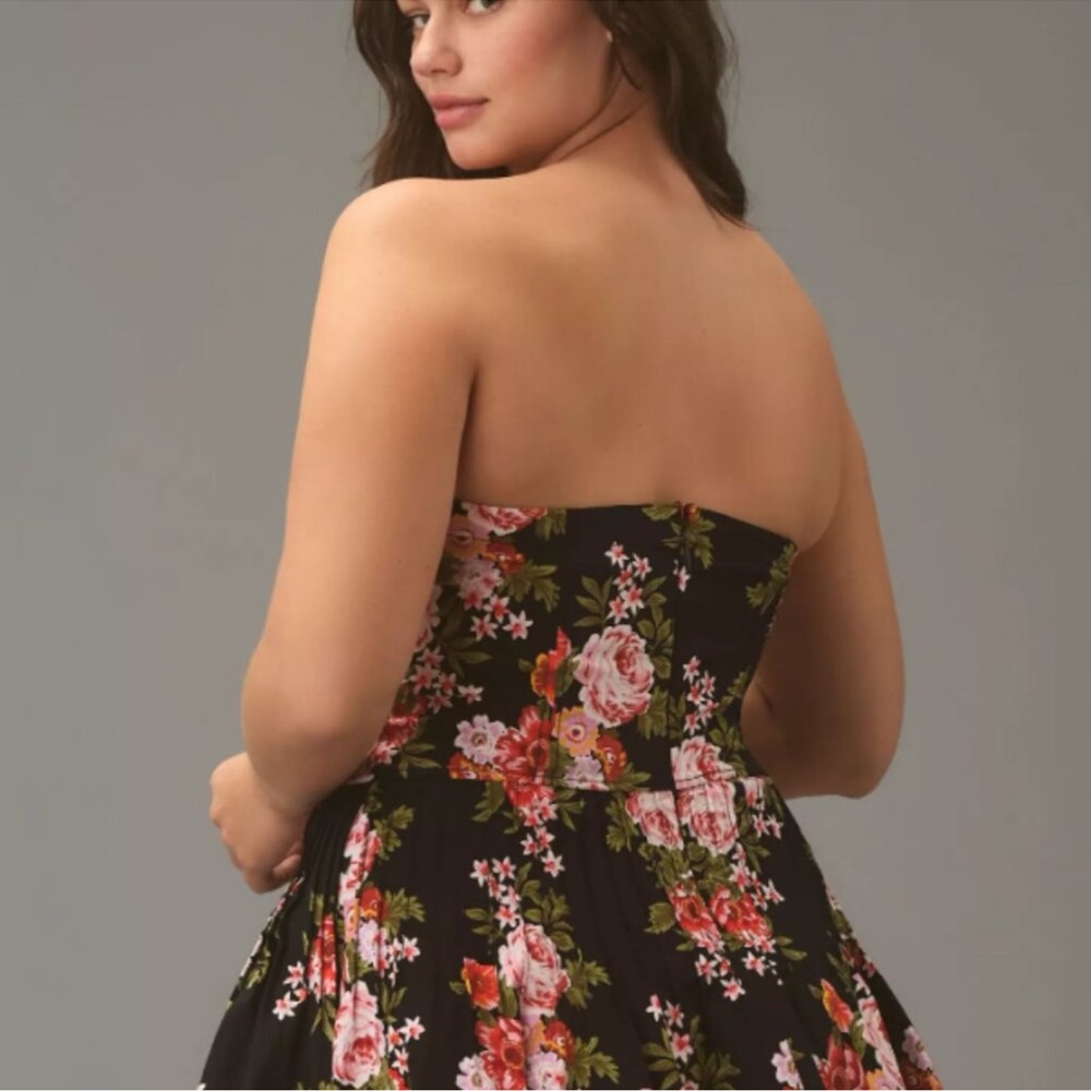 Maeve Strapless Flounce Floral Corset Mini Dress Size 16 - Picture 2 of 9
